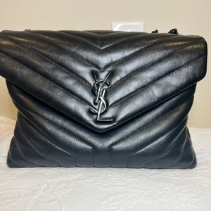 Saint Laurent LouLou Medium Chain Strap Bag Matte Black